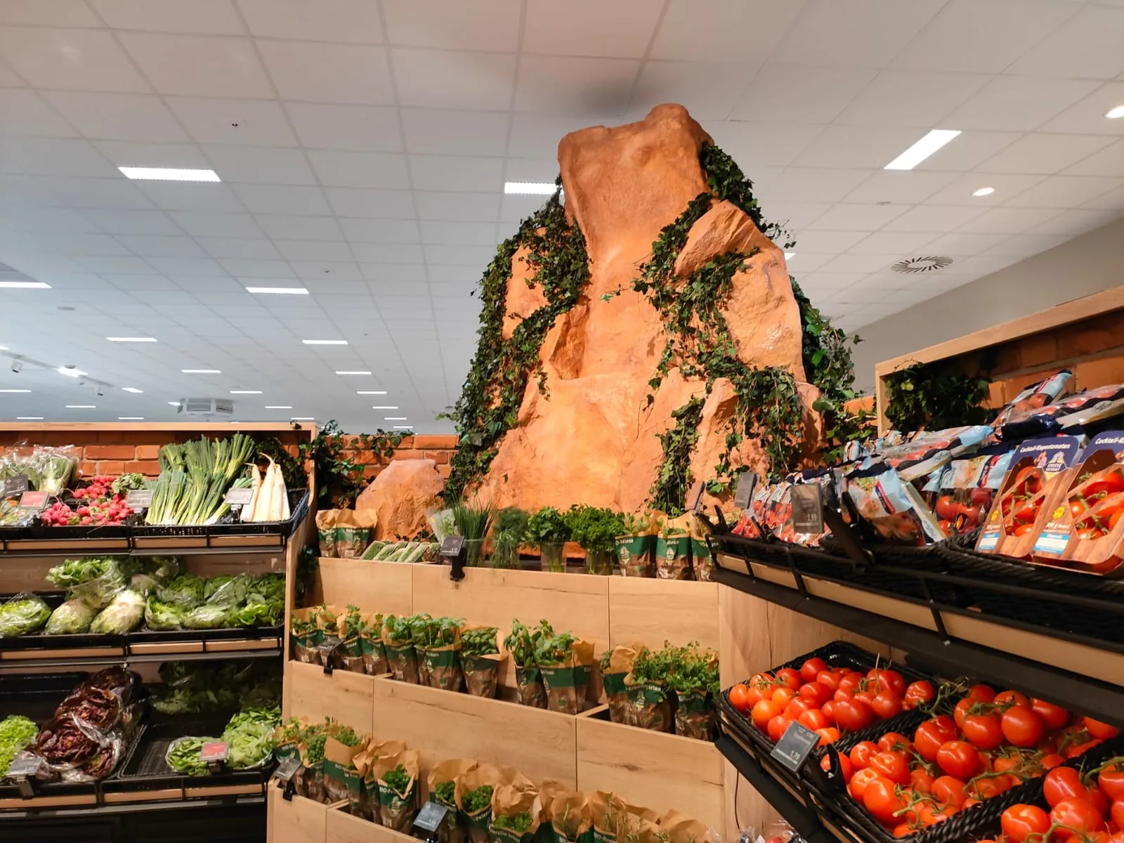 Wasserfall im EDEKA-Supermarkt