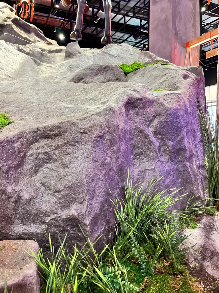 Surface angles of an artificial rock in a mountain-themed display