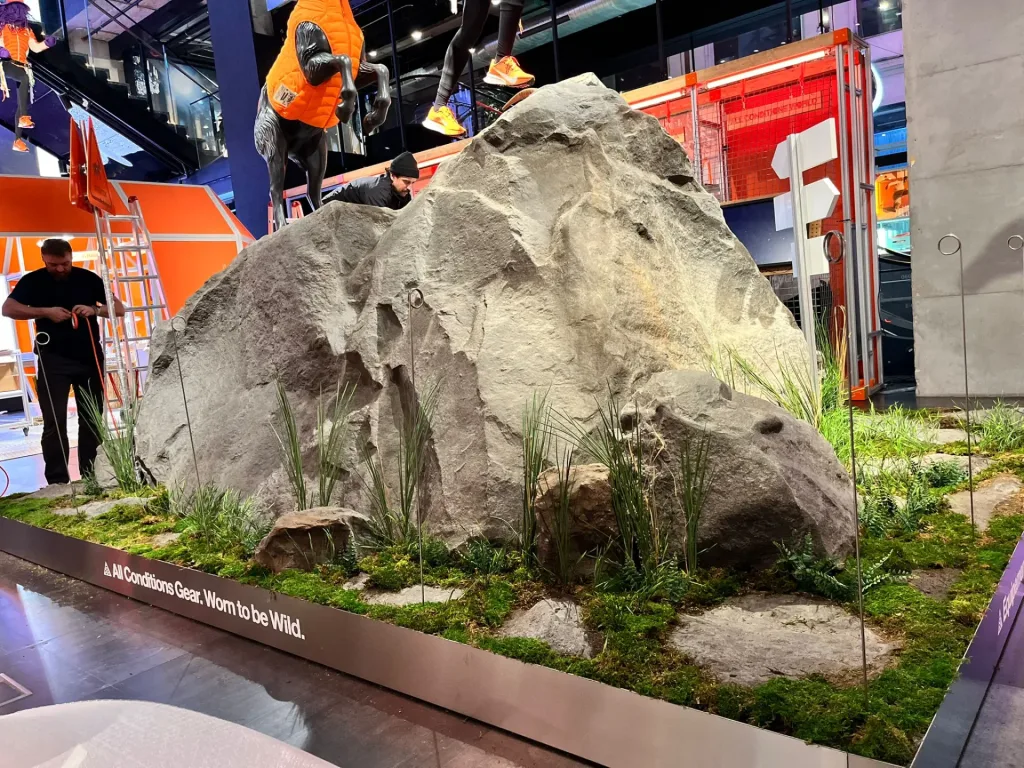 For architects 2 Tall rock in the display viewed from inside the shop